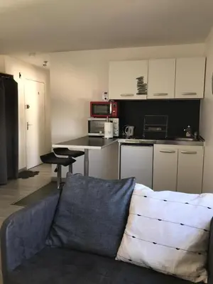 Cuisine ou kitchenette dans l'établissement Beau Studio M Euroairport Basel-Freiburg