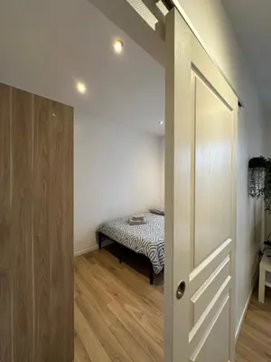 Un ou plusieurs lits dans un hébergement de l'établissement Le 8 - Joli petit F2 tout équipé, Mulhouse centre - stationnement gratuit