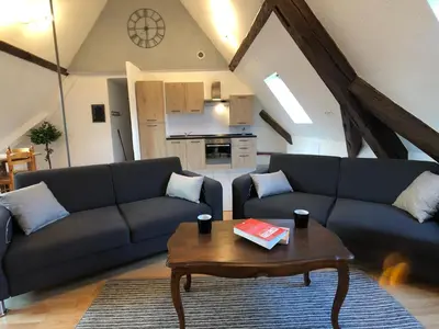 Coin salon dans l'établissement Le gite 6 - Le Château du Haut-Koenigsbourg
