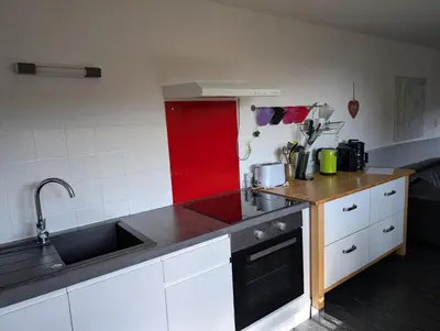 Cuisine ou kitchenette dans l'établissement Entre lac et pistes