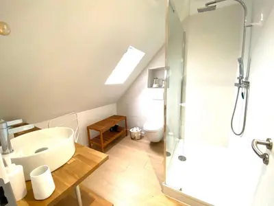 Salle de bains dans l'établissement LA CLE DES TOITS
