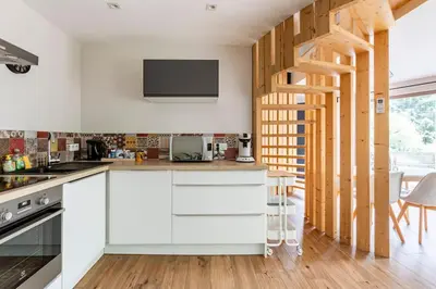 Cuisine ou kitchenette dans l'établissement Gîte exceptionnel a Soultzbach les bains