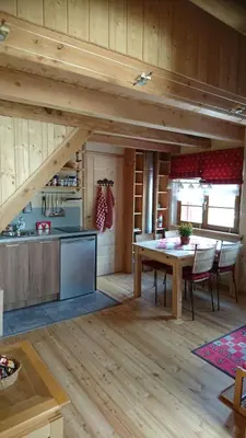 Cuisine ou kitchenette dans l'établissement Appartement Douglasie dans une ferme avec étang privé dans la région des mille étangs, Faucogney-et-La-Mer