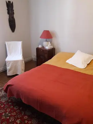 Un ou plusieurs lits dans un hébergement de l'établissement Chambre d'hote au Bois du Prince