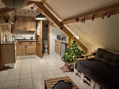 Cuisine ou kitchenette dans l'établissement Appartement douillet avec vue sur les montagnes