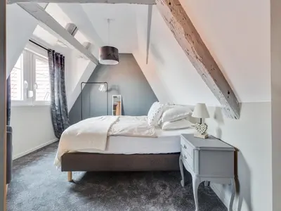 Un ou plusieurs lits dans un hébergement de l'établissement Apartment in Alsace near Haut-Koenigsbourg