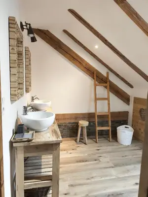 Salle de bains dans l'établissement Gîte nature & calme au pied des sentiers, 10 km Gérardmer - 8 à 11 pers