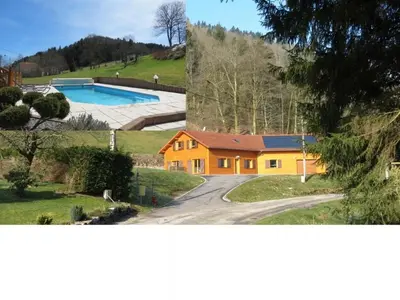 Plan de l'établissement Chalet tout confort avec piscine, terrasse, et sauna privé en montagne - FR-1-589-101
