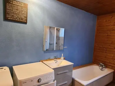 Salle de bains dans l'établissement Chalet Confortable à La Bresse, Proche Ski, Wifi, Animaux Acceptés - FR-1-589-130