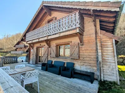 Balcon ou terrasse dans l'établissement Chalet cosy à La Bresse avec WIFI et parking, proche pistes - FR-1-589-310