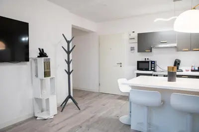 Cuisine ou kitchenette dans l'établissement *Le Tendance appart*