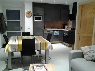 Cuisine ou kitchenette dans l'établissement Les balcons la haie des grisselles