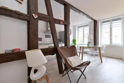 Coin salon dans l'établissement Petite Venise Gîte Saint Pierre 2 pièces 3 étoiles classement tourisme