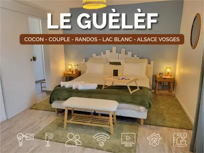 Un ou plusieurs lits dans un hébergement de l'établissement Le Guèlèf - Appartement 2 personnes