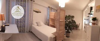 Un ou plusieurs lits dans un hébergement de l'établissement Grand studio, super équipé, 2 pas du centre-ville 