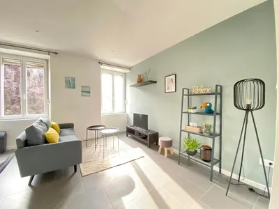 Coin salon dans l'établissement Très beau T2 42m2 lumineux, moderne et rénové avec Fibre