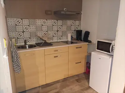 Cuisine ou kitchenette dans l'établissement Le cocon de Sausheim