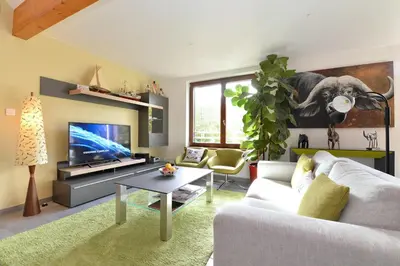Télévision ou salle de divertissement dans l'établissement Gîte les oiseaux