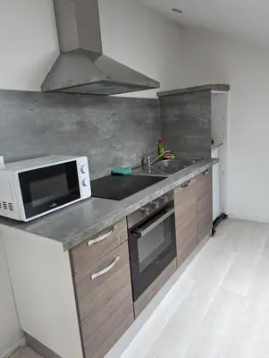 Cuisine ou kitchenette dans l'établissement Le Thannois - appartement 2 chambres, salon, cuisine équipée, parking et wifi gratuit