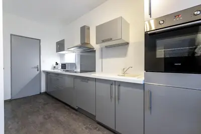 Cuisine ou kitchenette dans l'établissement Appart'hotel de la Roseraie