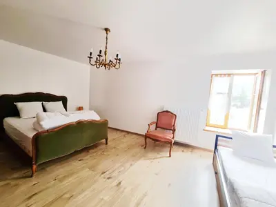 Un ou plusieurs lits dans un hébergement de l'établissement LE GELEINFÊTE I - GÎTE VOSGES à proximité de GERARDMER