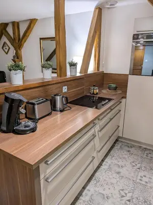 Cuisine ou kitchenette dans l'établissement Les Toits de Turckheim