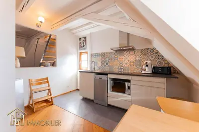 Cuisine ou kitchenette dans l'établissement Au Bonheur des Anges Appartement duplex
