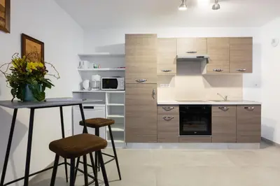 Cuisine ou kitchenette dans l'établissement Jacques Taurellus Sélestat - Parking gratuit - Proche Europa-Park - Route des Vins - Haut-Koenigsbourg