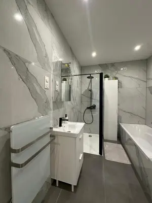 Salle de bains dans l'établissement Le 14 - Nouveau T3 rénové - stationnement gratuit - Mulhouse Riedisheim