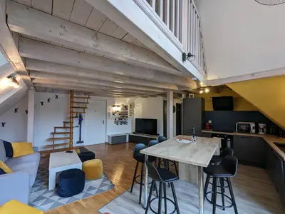 Cuisine ou kitchenette dans l'établissement Appartement Le Ch'ti Alsacien