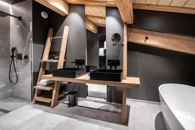 Salle de bains dans l'établissement Chalet Hôtel & Spa Le Collet