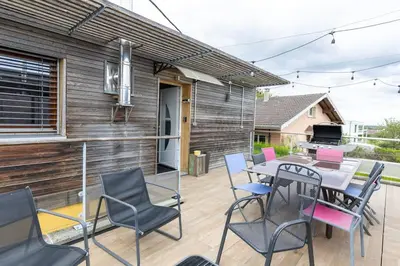 Balcon ou terrasse dans l'établissement Agréable maison à la campagne