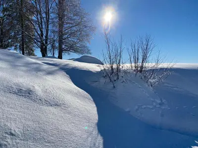 L'établissement Nouveau Gîte Bain Nordique en hiver