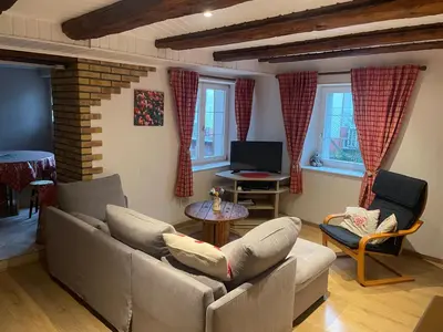 Coin salon dans l'établissement gite du heidenberg
