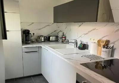 Cuisine ou kitchenette dans l'établissement Welcome Appart Colmar