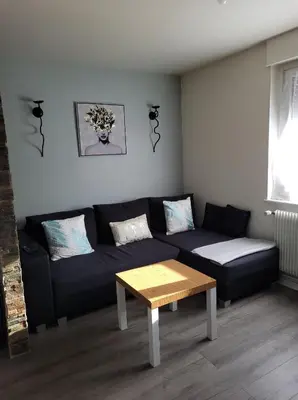 Coin salon dans l'établissement Appartement Au Cigogneau Wifi-Netflix-Balcon-Parking