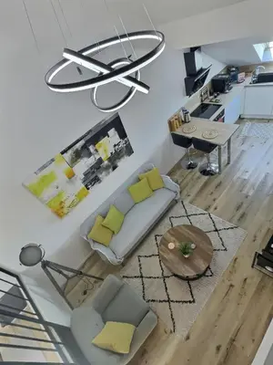 Coin salon dans l'établissement Loft ravissant avec parking gratuit