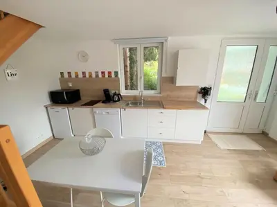 Cuisine ou kitchenette dans l'établissement Logement de charme au coeur de la nature