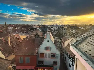 Vue générale sur Sélestat ou vue de la ville depuis l'appartement