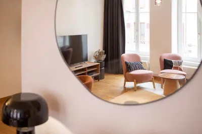 Télévision ou salle de divertissement dans l'établissement ColmarAppart Vauban avec Spa