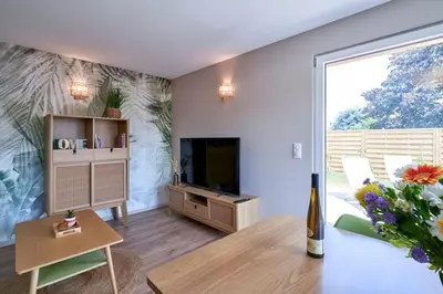 Télévision ou salle de divertissement dans l'établissement Le cépage, au coeur des vignes.