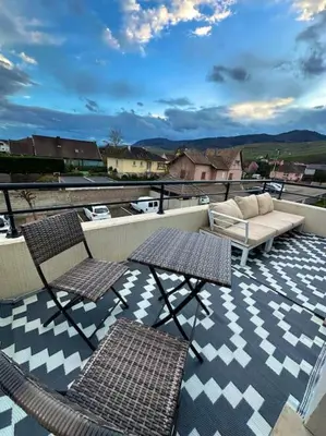 Vue générale sur la montagne ou vue sur la montagne depuis l'appartement