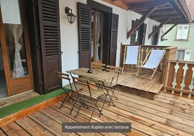 Balcon ou terrasse dans l'établissement Appartements duplex 3 et 4 personnes tout confort - Climatisation - Route des Vins - Centre Alsace