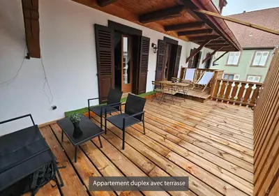 Balcon ou terrasse dans l'établissement Appartements duplex 3 et 4 personnes tout confort - Climatisation - Route des Vins - Centre Alsace