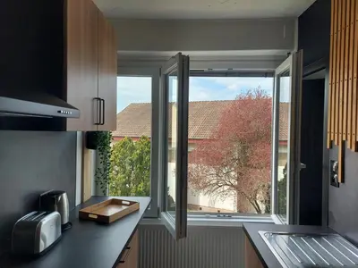 Cuisine ou kitchenette dans l'établissement Appart'Hotel la Savoureuse