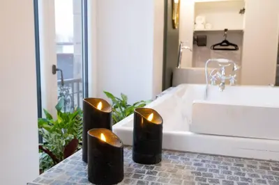 Salle de bains dans l'établissement L'appartement du château